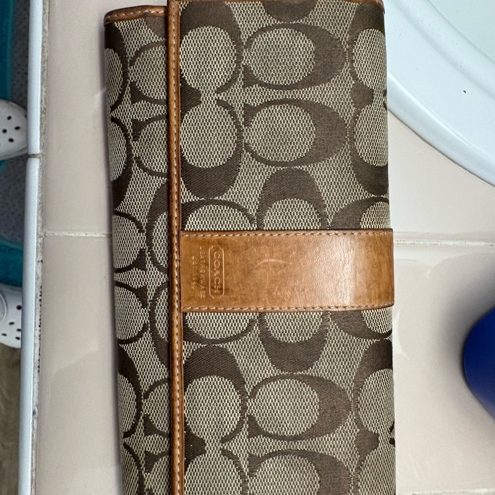 Coach Signature Brown and Tan wallet